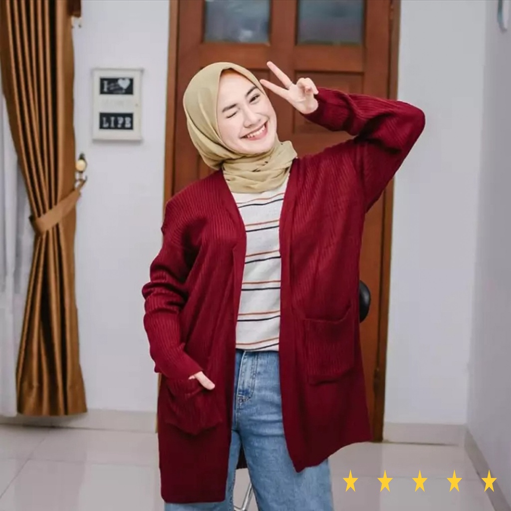 Cardigan wanita rajut ootd hijab banyak pilihan warna / sweater rajut wanita