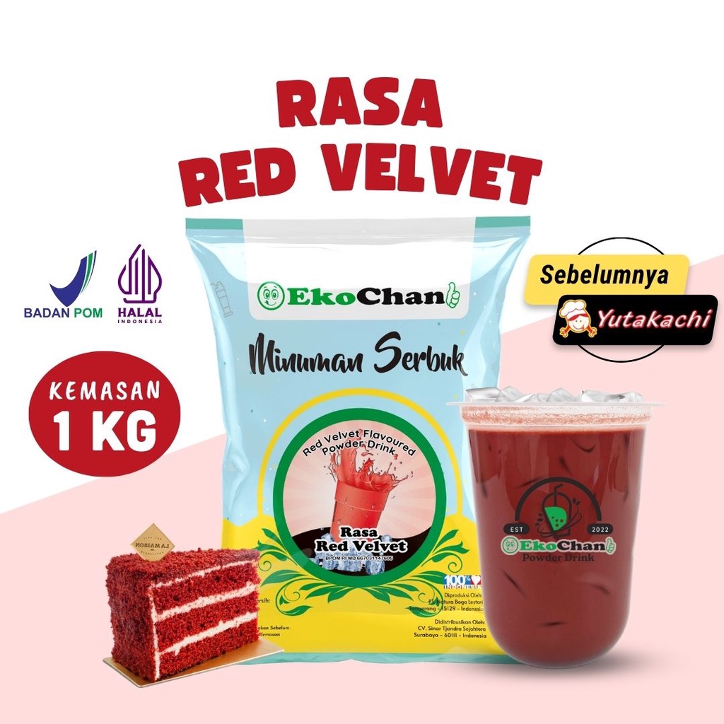 Bubuk Minuman Rasa Red Velvet 1 kg EkoChan / Serbuk Minuman Instan Aneka Rasa 1Kg / Powder Drink Milkshake