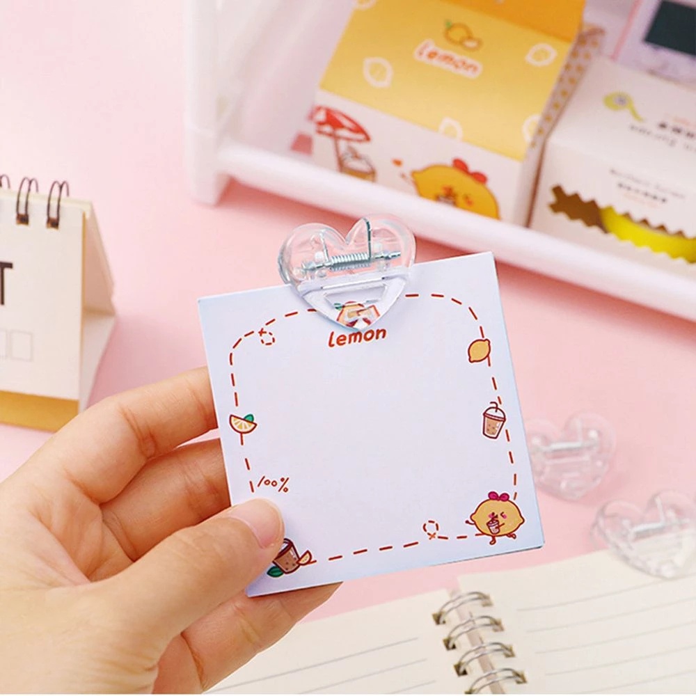Klip Penjepit Kertas / Foto / Snack Mini Bentuk Hati Transparan Untuk Dekorasi