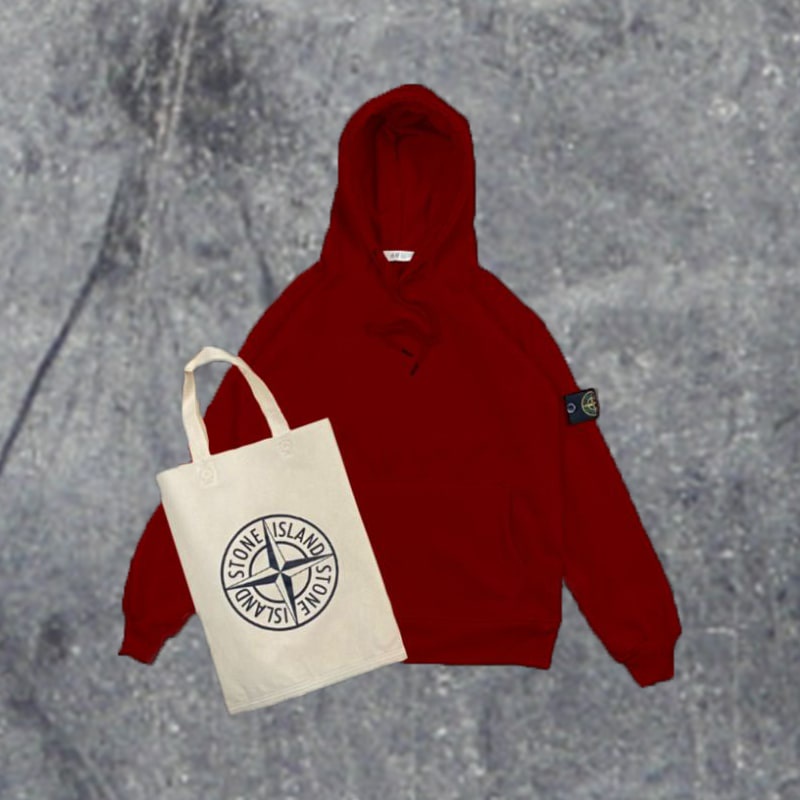 [BISA COD] HOODIE UNISEX STONE ISLAND FULL TAG FREE TOTEBAG