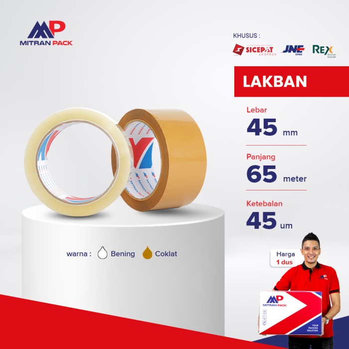 

(Gojek) Lakban Bening / Coklat 45 mm x 65 meter / 72 yard Mitran Pack