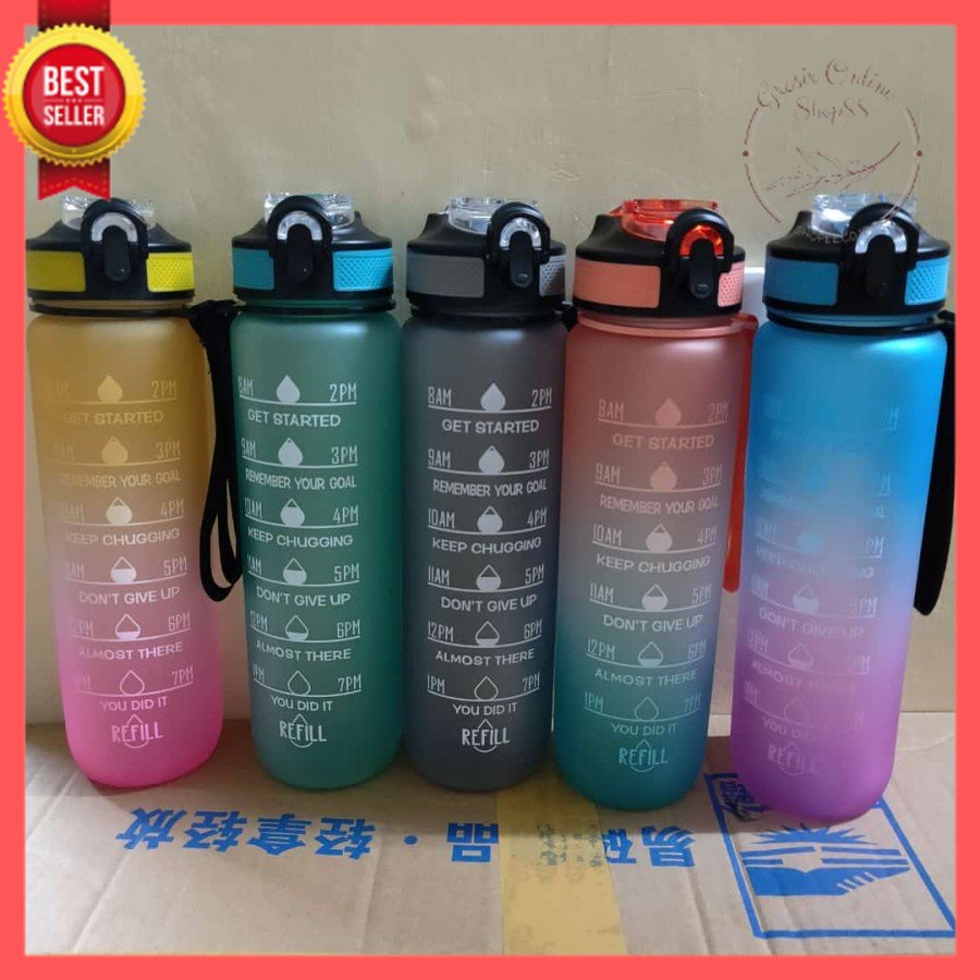 [GOS] - E101- Botol Minum 1 LITER PASTEL / Botol minum 1000ml / Drink Reminder BPA FREE