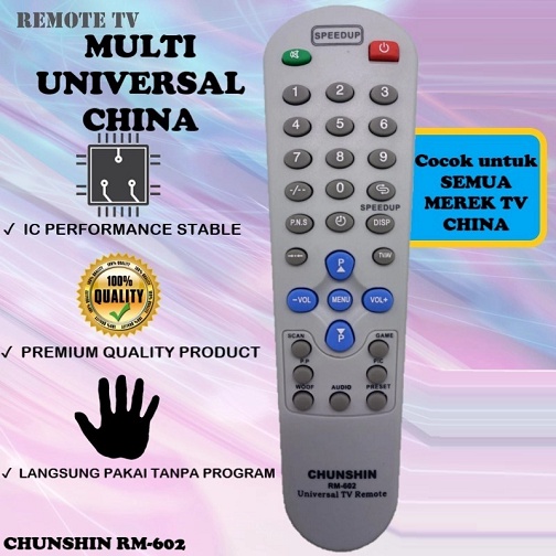Remote Tv China CHUNSHIN RM-602 Remot Multi Universal Controller Mesin Televisi China