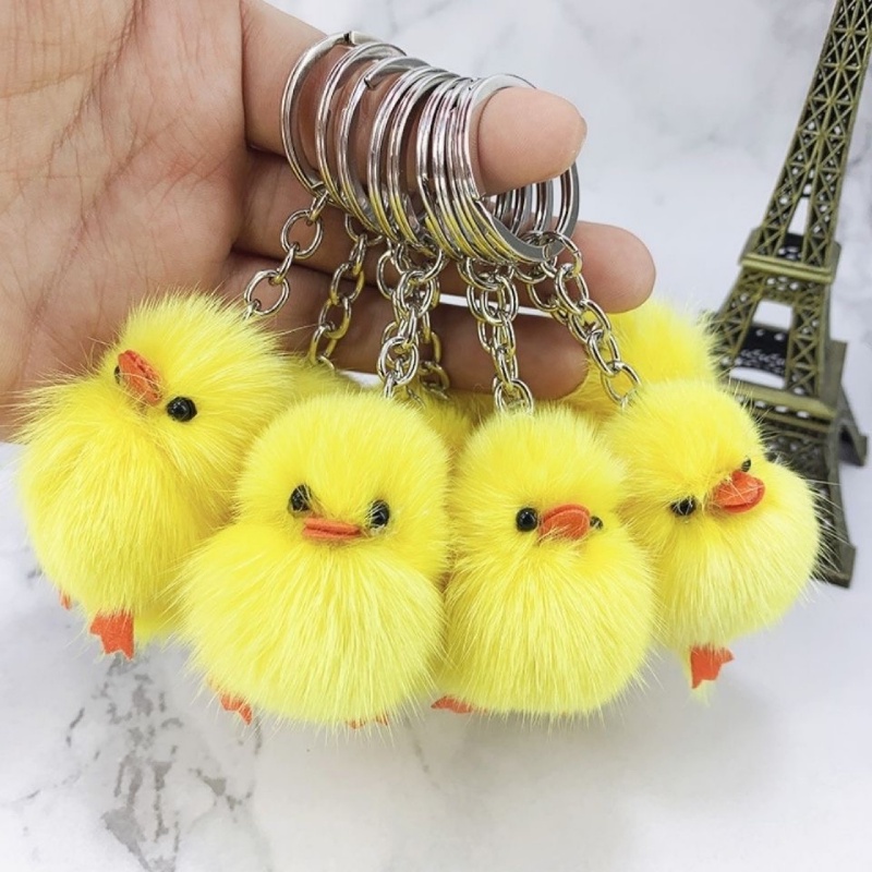 Gantungan Kunci Bentuk Bebek Kuning Bahan Plush Untuk Pria Dan Wanita