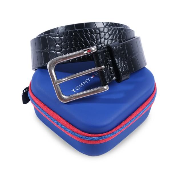 THF Basic Leather Belt - Black - Pattern, 40