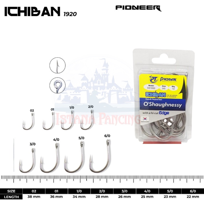 Mata Kail Pioneer Ichiban LIVE BAIT SS1920 Ukuran: 1/0, 2/0, 3/0, 4/0, 5/0, 6/0, 7/0, 8/0 PIONER