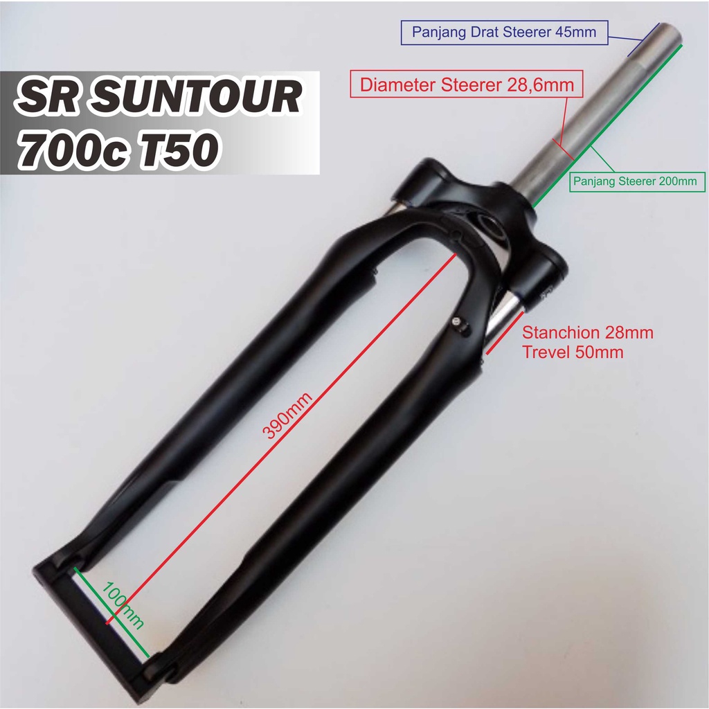 SR SUNTOUR NEX Fork 700c Garbu Sepeda MTB Commuter Klasik T50 Rim Disck Brake