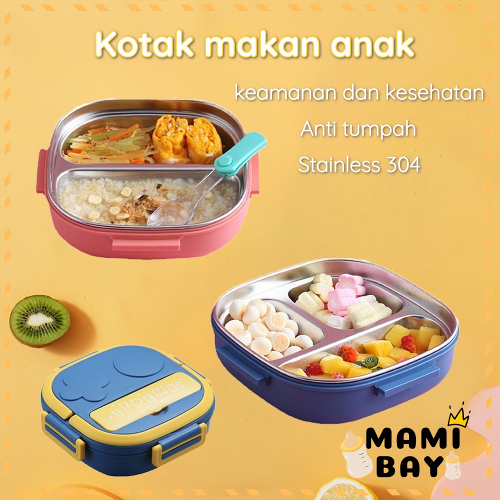 Mamibayi Kotak makan anak stainless 304 anti tumpah/Kids lunch box set premium