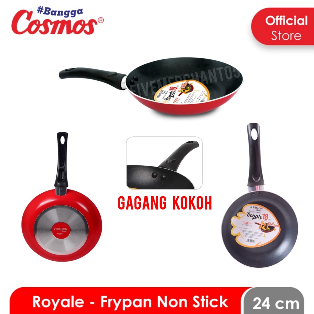 Frypan Cosmos CFP 24cm Ceraflon ROYALE Teflon Wajan Anti Lengket Royal Fry Pan Non Stick CFP R