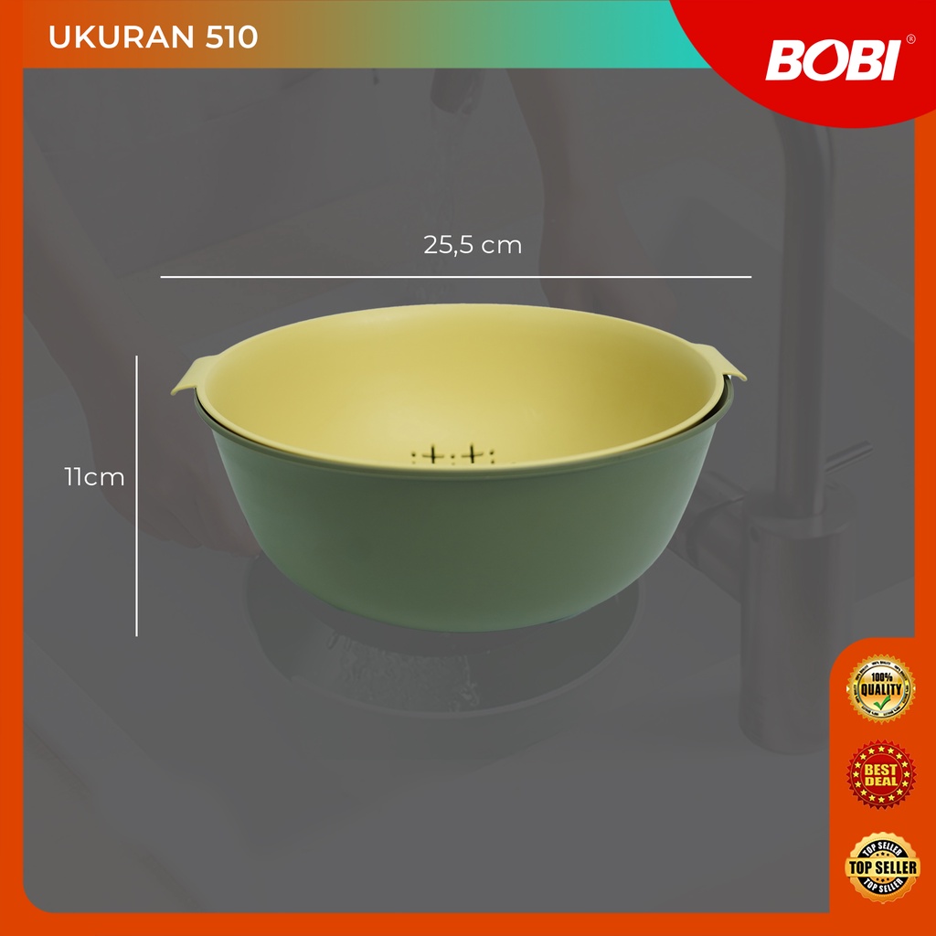 Saringan Baskom Buah atau Sayur Putar / Pengering &amp; Pencuci Makanan Double Layer - Rolling Colander Double Layer