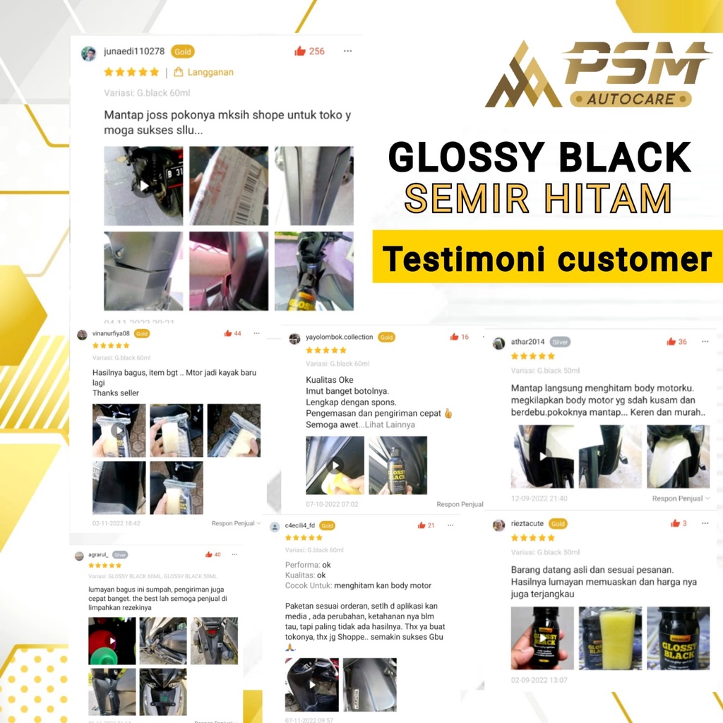 Glossy black 60ml [Penghitam motor/mobil, Trim Restorer, Dasboard, Body