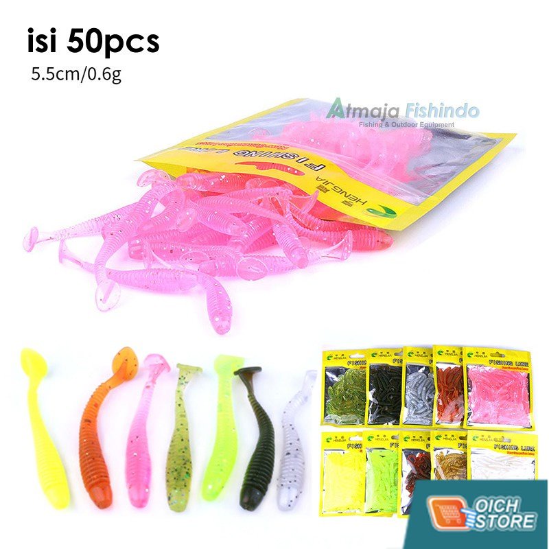 50pcs/bag 5cm Umpan Soft Cacing Softworm Pancing Lifelike Lunak Locust Fishing Lure