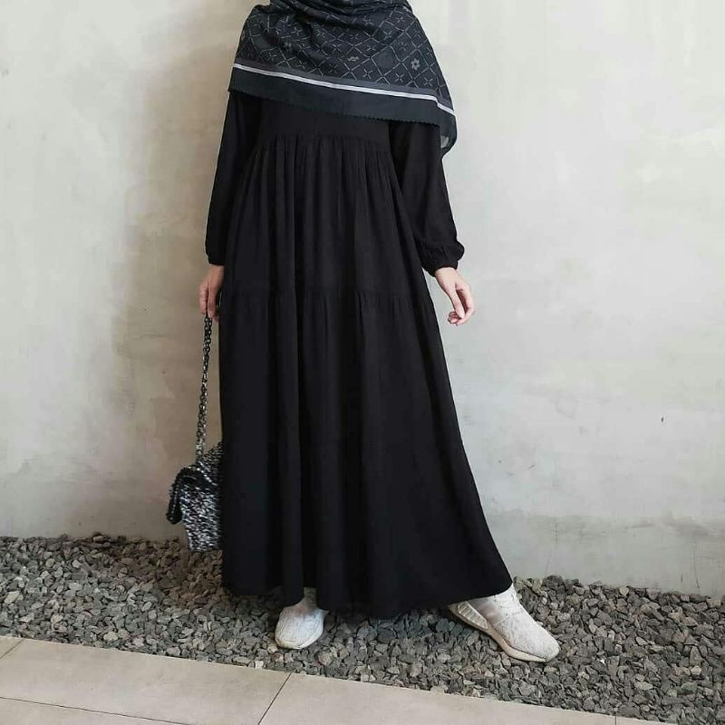 HANUM DRESS / GAMIS SUSUN / GAMIS BASIC  / GAMIS RAYON POLOS / GAMIS PLAIN SUSUN / GAMIS CANDA / GAMIS HITAM POLOS