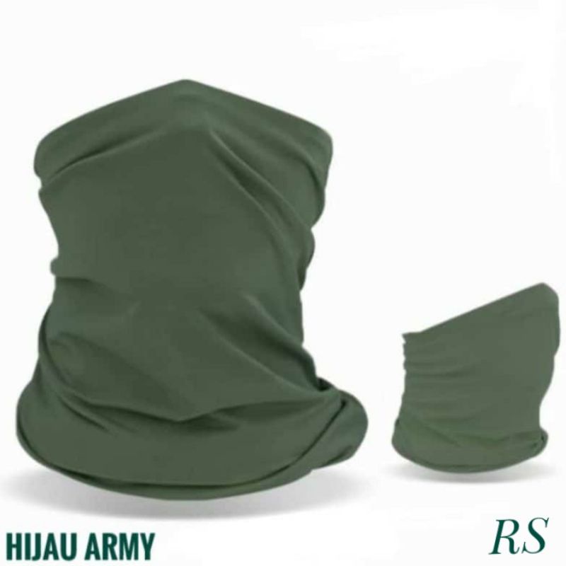 Masker Buff Hijau Army Polos Slayer Multifungsi Kualitas Premium & Untuk Pengendara Motor