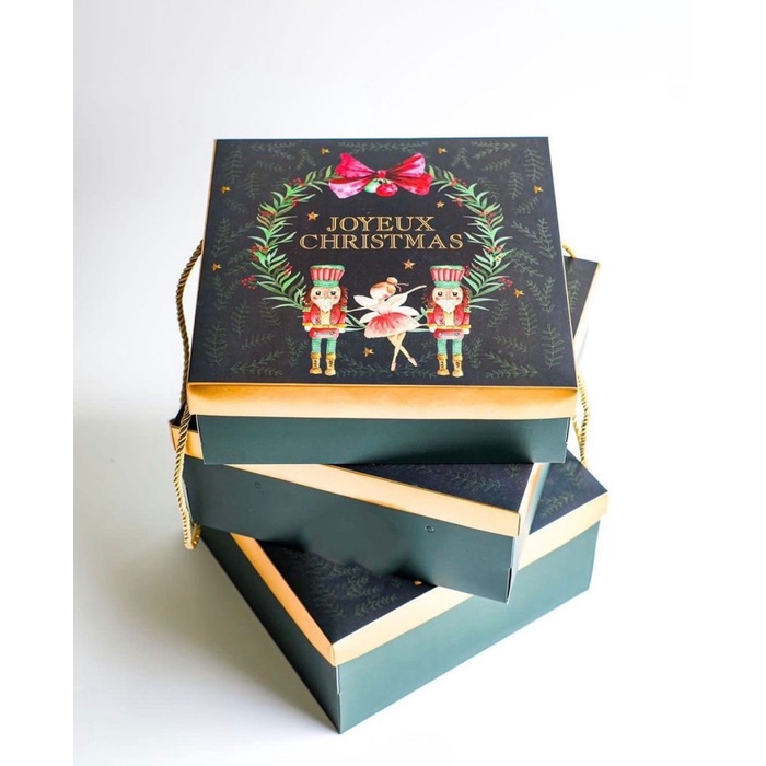 

>*>*>*>*] Christmas Hamper Box 22x22 / Kotak Dus Kue Natal Hamper Bag