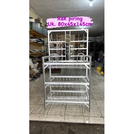Rak piring aluminium terbuka ukuran 80cm khusus kediri