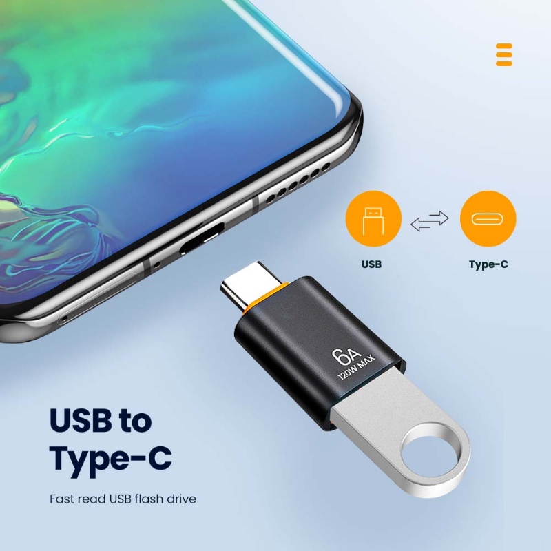 6a Adapter Konverter USB OTG Ke Tipe-C Female Ke Tipe-C Male Fast Charging Untuk Handphone / Laptop