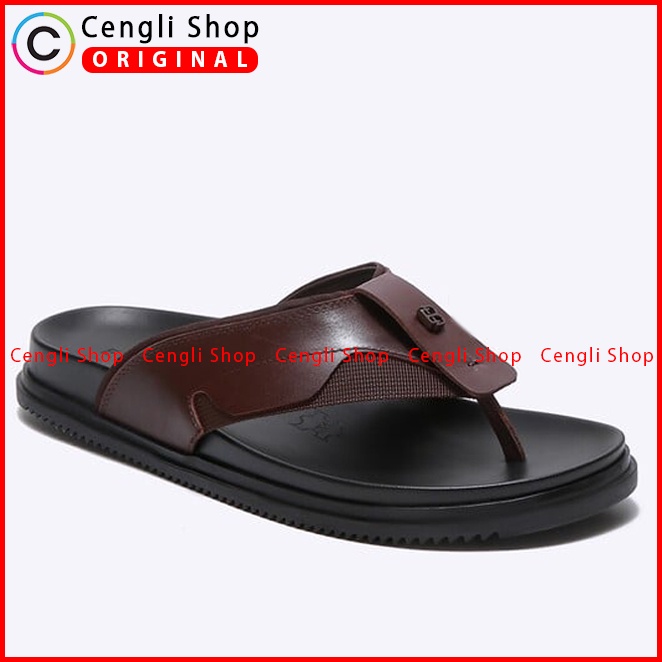EM07 SANDAL JEPIT EVERBEST PRIA ORIGINAL CASUAL KULIT BRANDED COKLAT BROWN