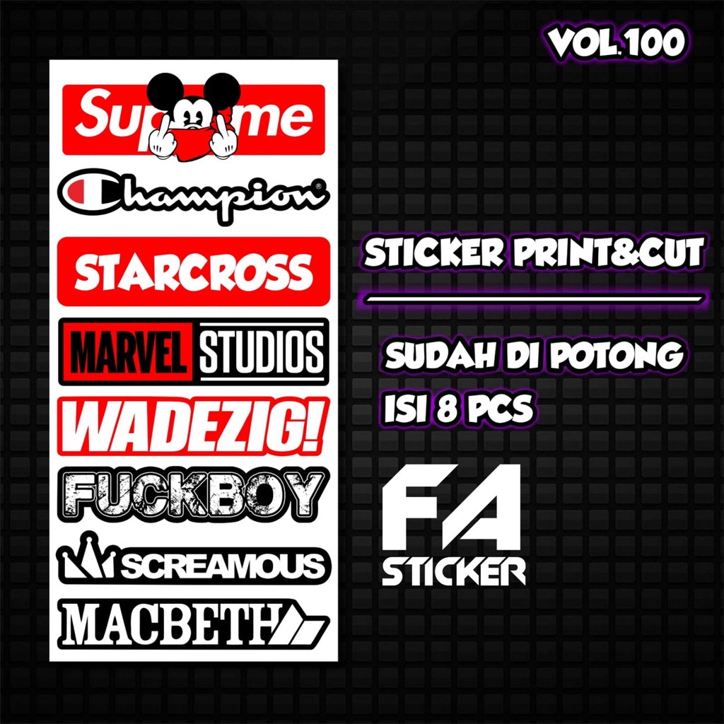 Stiker Pack Print Cut Vol 100 Viral Terbaru Stiker Motor Sticker Helm