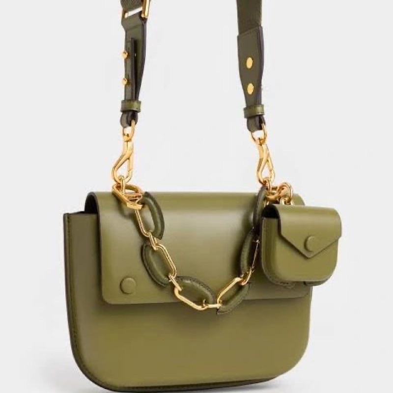 C Amber Chain Handle Push Lock Handbag