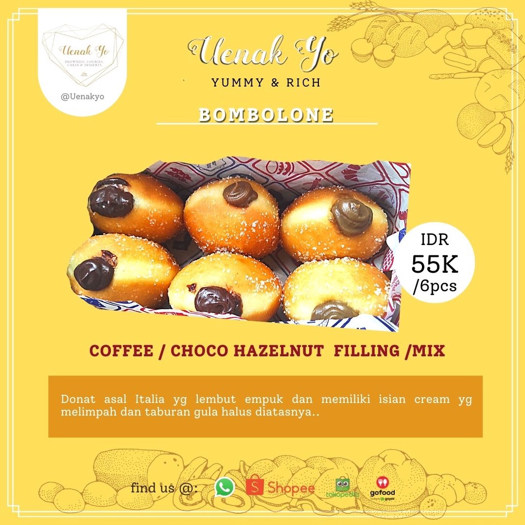 

Bombolone coffee / choco hazelnut filling isi 6 bh HOMEMADE