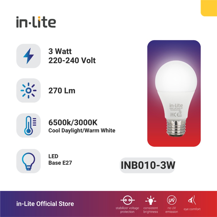 Lampu LED Inlite 3w 3 watt bulb INB010-3W In-Lite VALUE SERIES