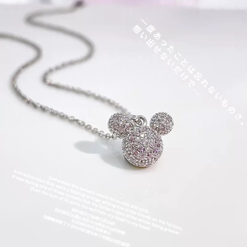Kalung titanium liontin miki permata anti karat