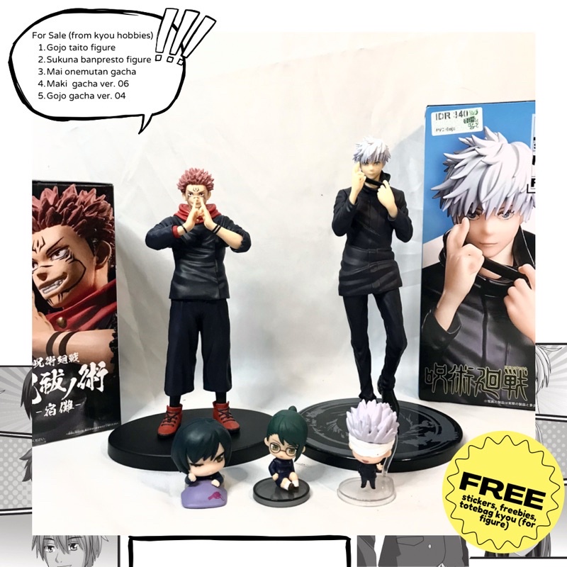 Action figure dan gacha jujutsu kaisen (gojo satoru taito, sukuna banpresto, mai onemutan, mai vol. 