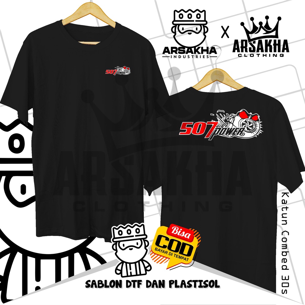 Kaos Distro Pria 507 Power Terbaru V2 Cotton Combed 30s - Arsakha Industries