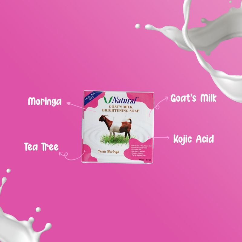 V Natural Goats Milk Brightening Soap / COSMINA Goats Milk Brightening Soap Sabun Extrak Susu Kambing | 60gr BPOM