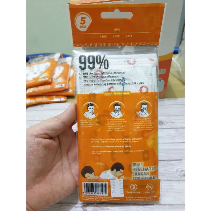 Masker Vio 99% Earloop Dewasa 3ply MOTIF isi 5pcs