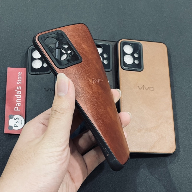 Leather Case Vivo Y75 5G / T1 5G Softcase Kulit Elegan Casing Slim Fit