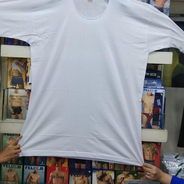 kaos oblong pria 777 polos O 777 size 50-52-54/kaos oblong jumbo - Putih, 50