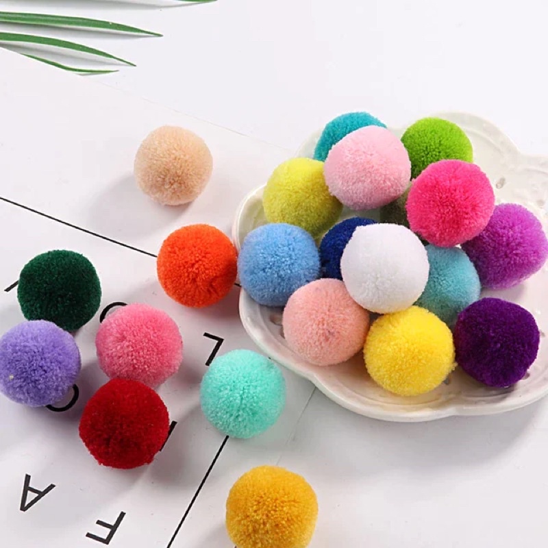 Pompom Woll 3cm isi 100 -  Pompom Premium - Pompom Benang - Bola Pompom