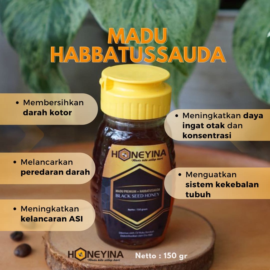 

MADU PREMIUM HONEYINA + HABBATUSSAUDA (BLACKSEED HONEY) 100% MADU HABBAT