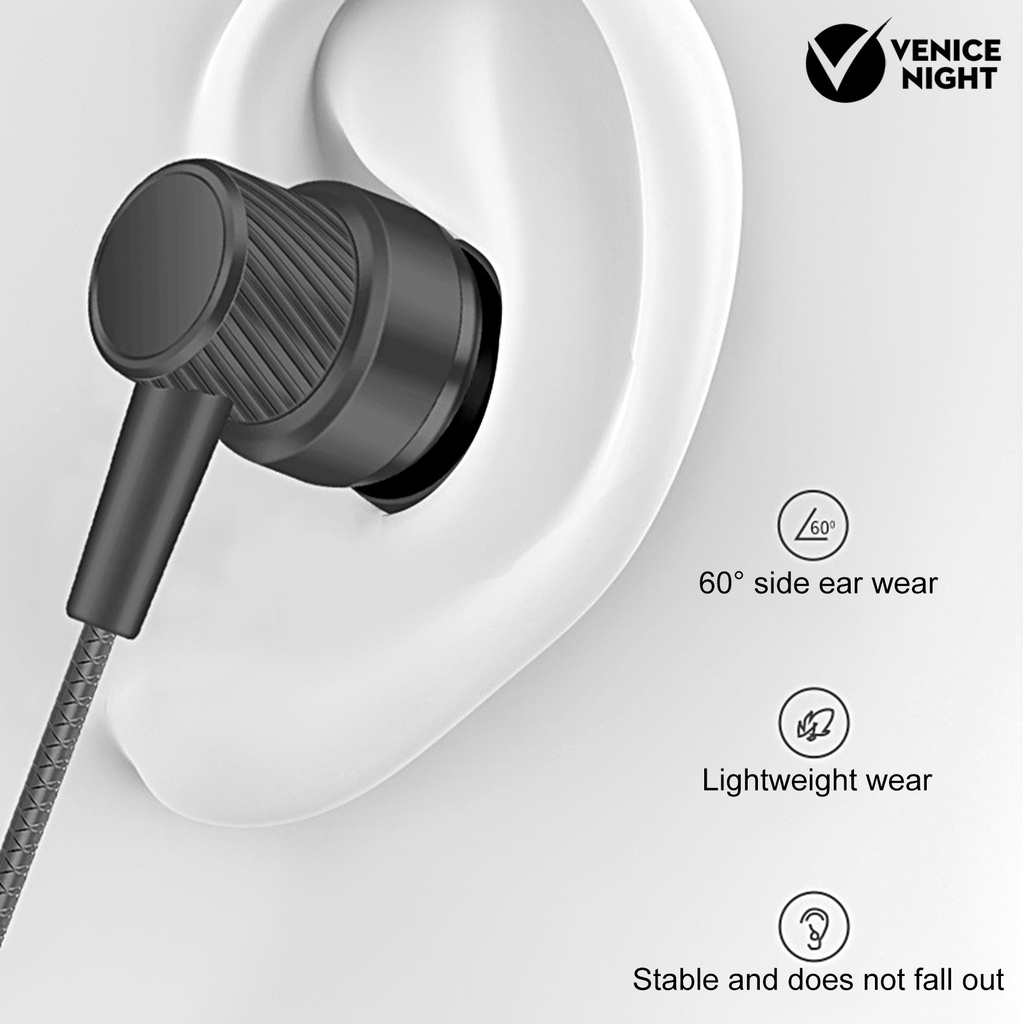 (VNEP) (Berkabel) Earbud Intelligent Noise Reduction Powerful Bass Ergonomic 3.5mm HiFi In-ear Sports Gaming Earbud for Running