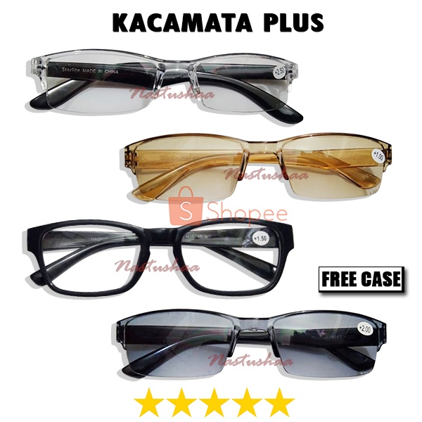 PROMO!! Kacamata Baca Plus (+) Trendy Korean Style Pria +0.50 Sampai +4.00 FREE CASE