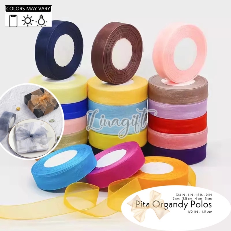 ( Rol 20 Yard ) PITA ORGANDY POLOS 1 IN ( 2.5 CM ) - GIFT RIBBON 1 INCH PITA ORGANDI / ORGANZA / HIASAN KADO / PARCEL / SOUVENIR / GOODIE BAG