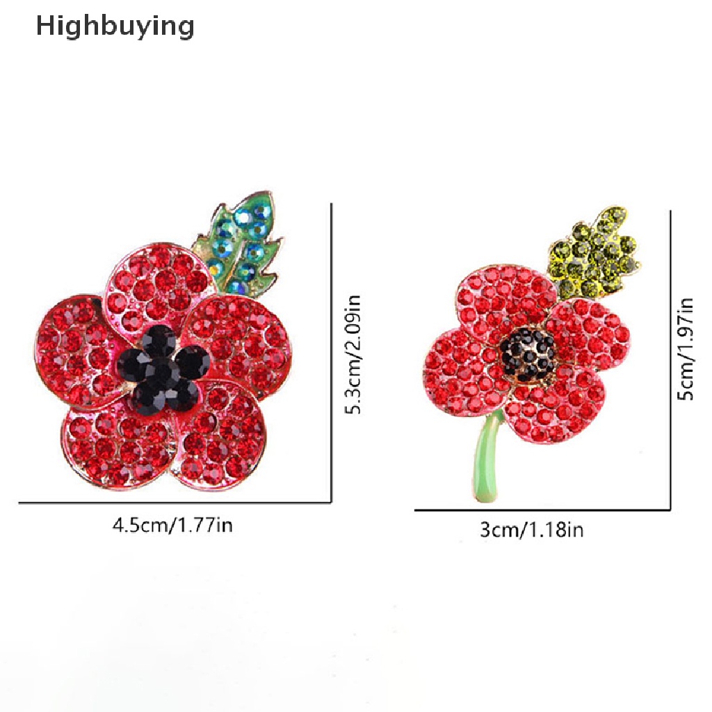 Hbid 1Pc Bros Pin Enamel Desain Poppies Hias Kristal Untuk Wanita Glory