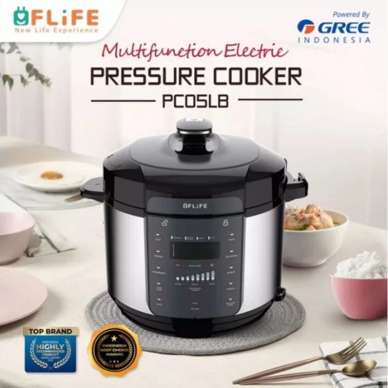 Rice Cooker FLiFE by GREE Electric Pressure cooker Presto Listrik Kapasitas 6 Liter Low watt 550w Multi Fungsi