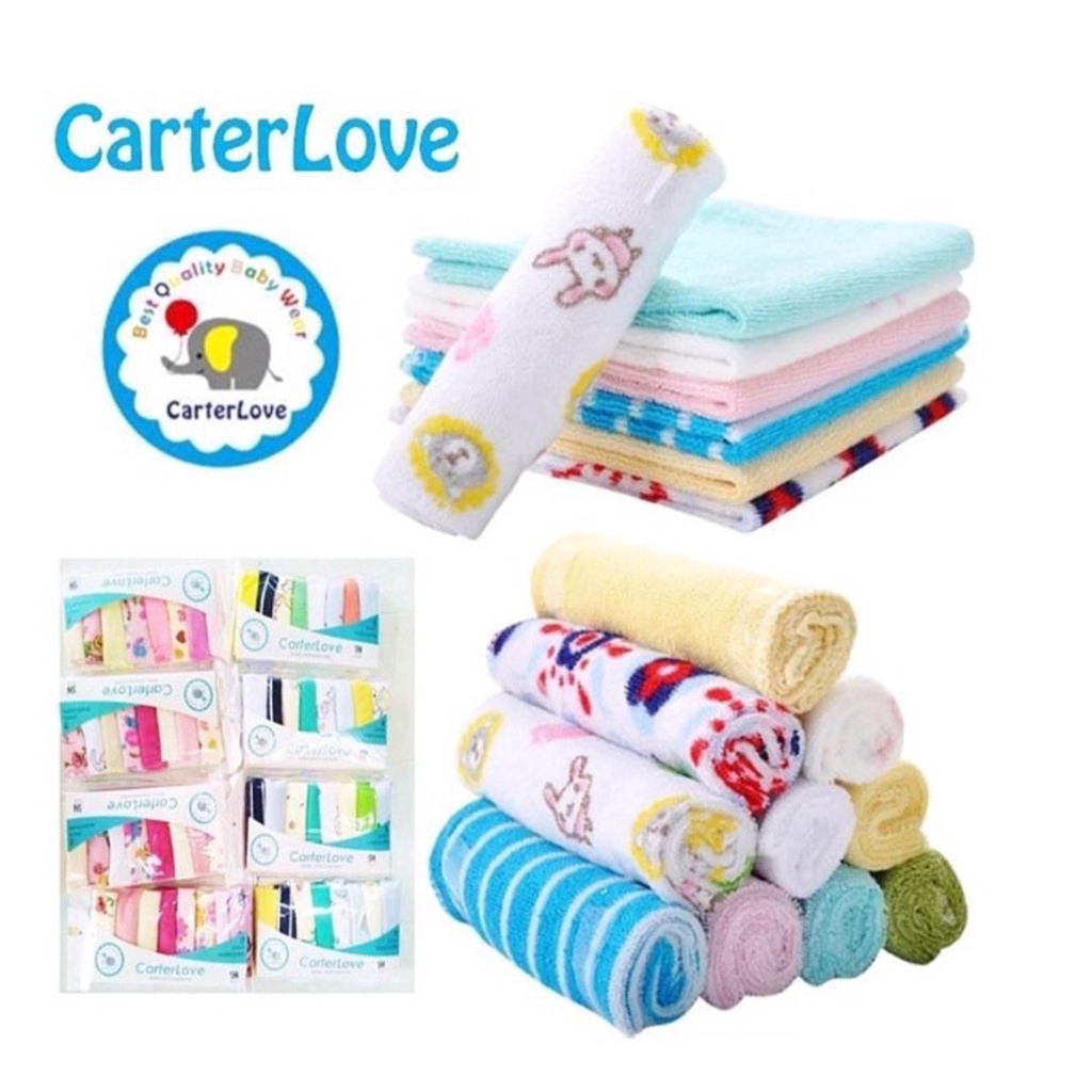 Sapu Tangan Bayi Isi 8 Pcs Bahan Handuk Halus Lembut /Washlap Baby Wash Cloth CarterLove / saputangan bayi halus