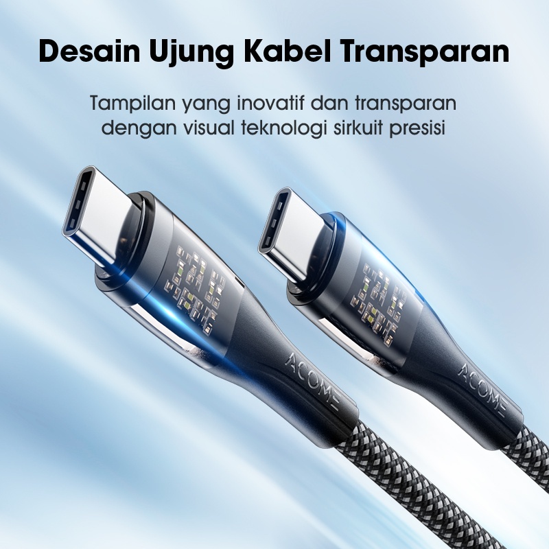 ACOME APD010T Kabel Data PD Type C to Type C 100cm Fast Charging 60 Watt Original - Garansi Resmi 1 Tahun