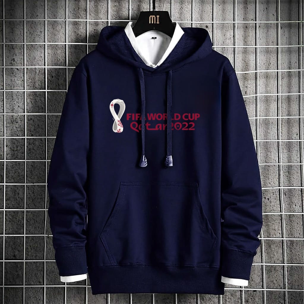 TOTOTAshop.Hoodie pria WORLD CUP 2 AH,Bahan fleece tebal premium,motif printing DTF,size fit M-L.