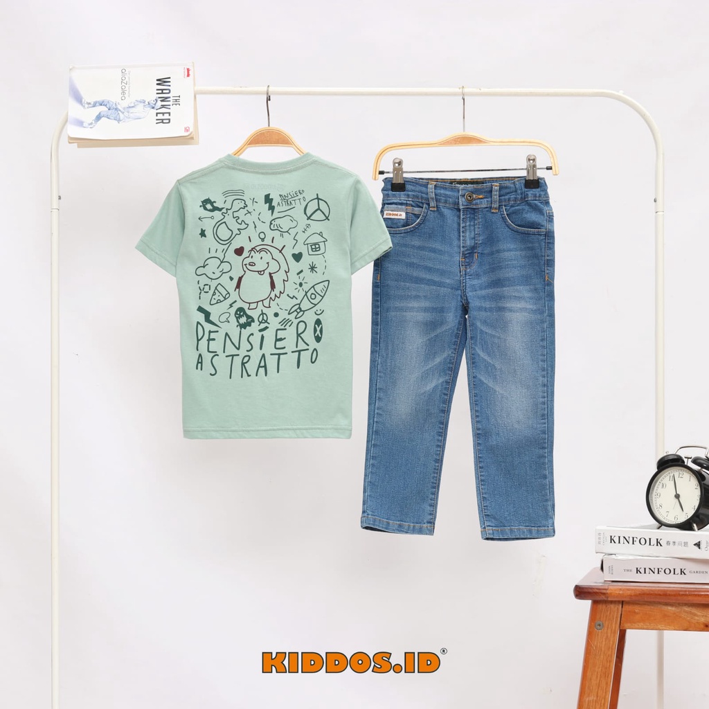 Setelan Kaos Anak / Celana Panjang Denim Anak Laki Laki PANSEIRO ASTRATTO