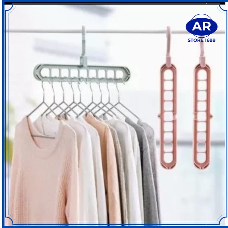 AR-Gantungan baju 9 lubang hanger baju 9 lubang macaron