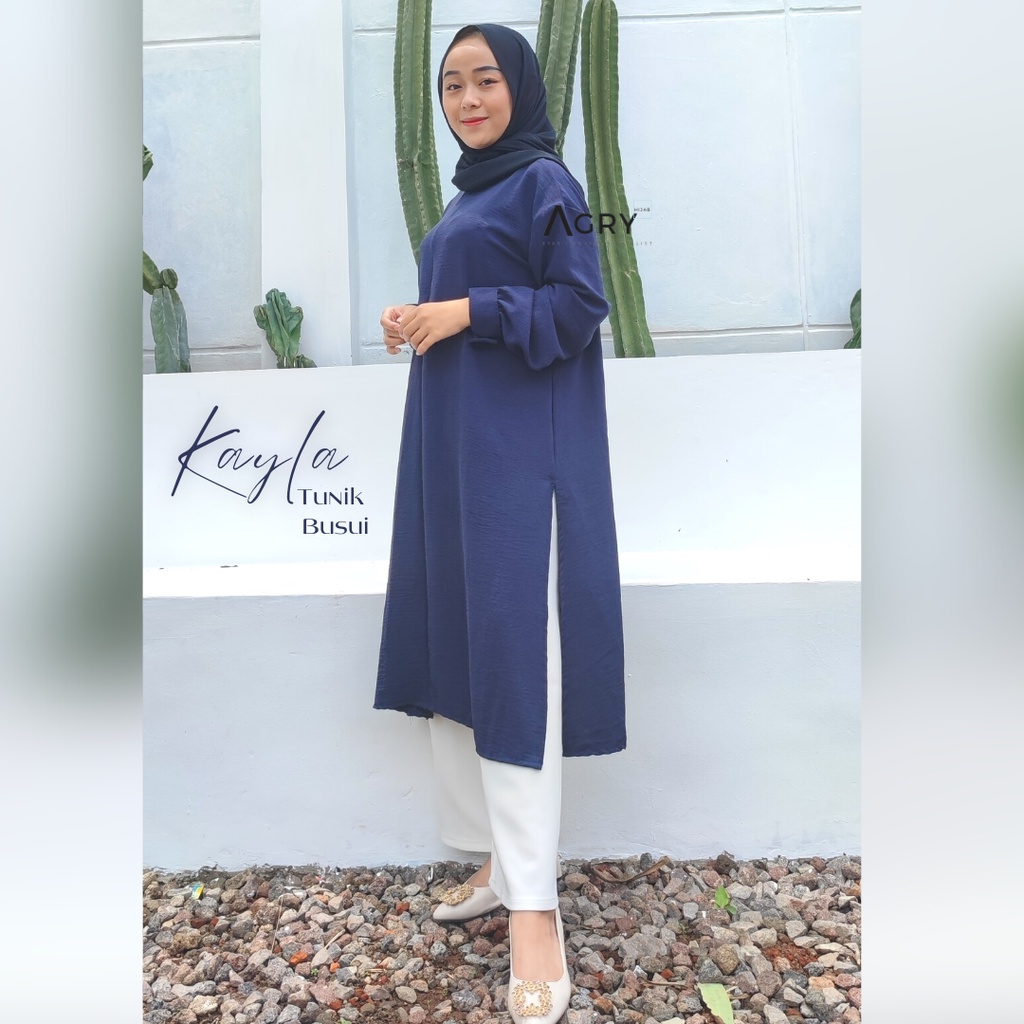 ᴀɢʀʏ Kayla Tunik | Long Tunik Crinkle Airflow