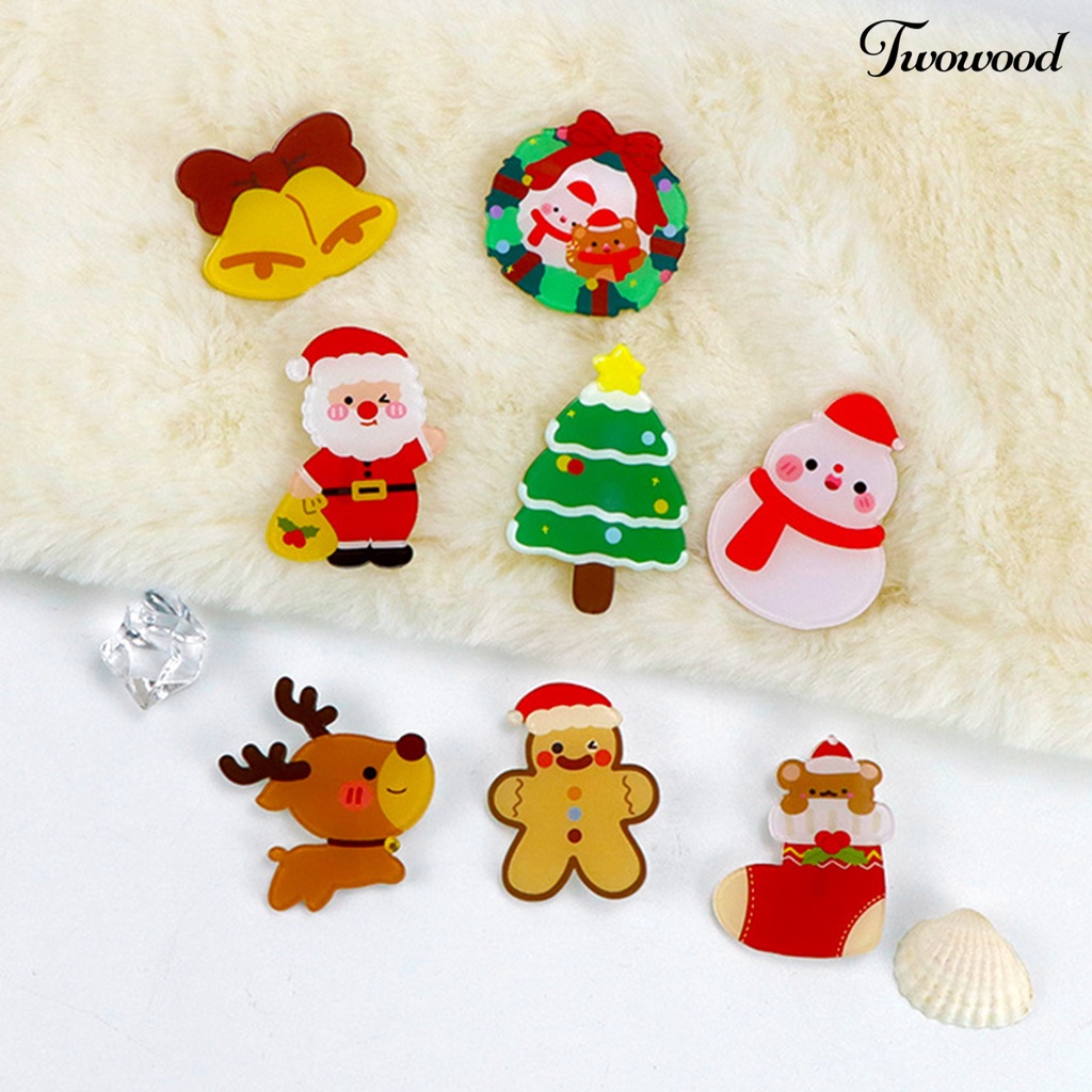 Bros Pin Serbaguna Desain Kartun Santa Claus Snowman Rusa Pohon Natal Untuk Dekorasi