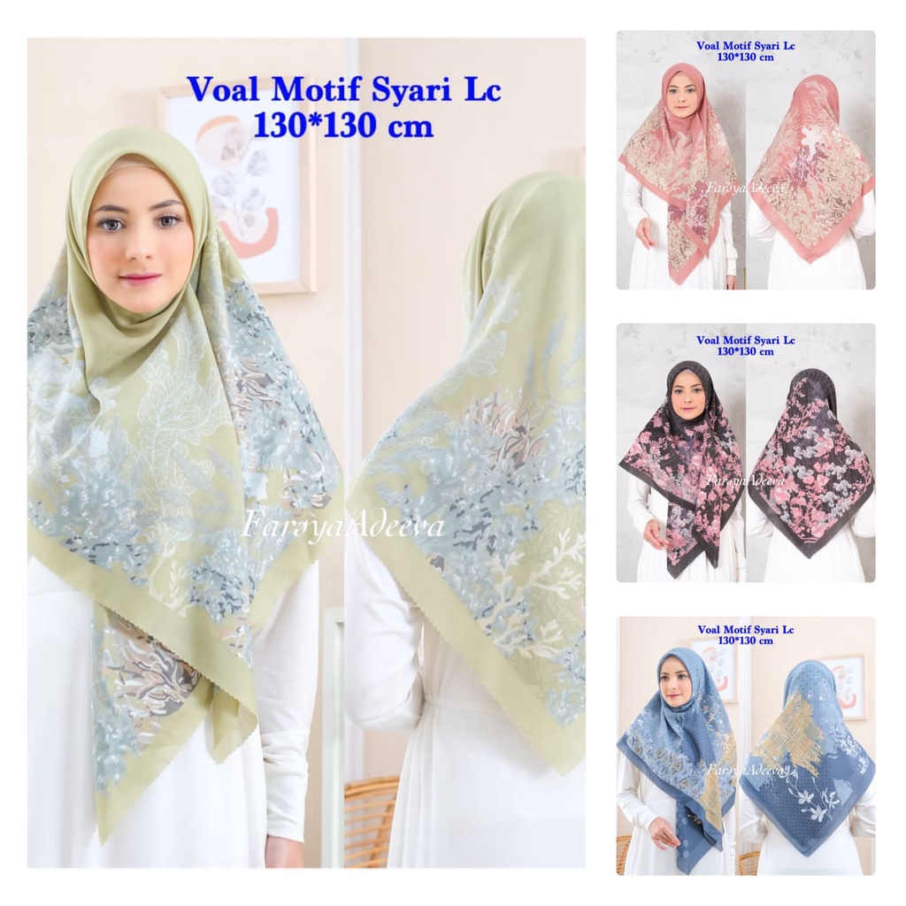 Hijab Motif Syari Terbaru Segiempat motif syari Lasercut 130x130  Hijab Voal Syari safa hijab motif Seragam