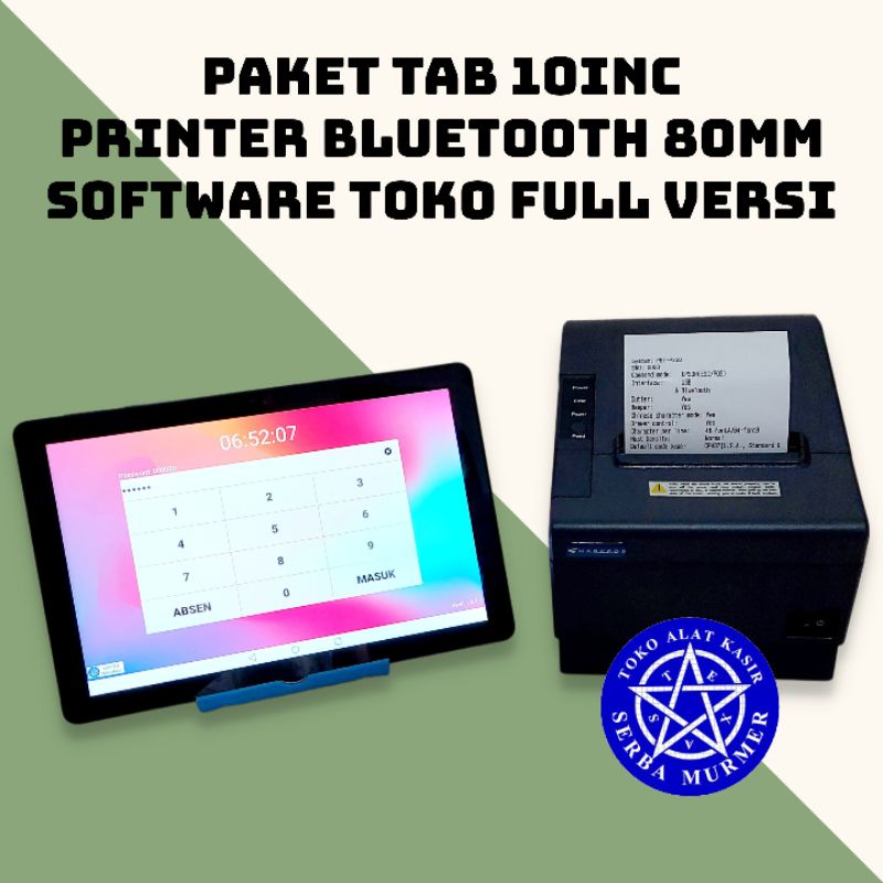 Mesin KASIR ANDROID Tab 10inc | Printer Bluetooth 80mm  | Toko | Minimarket | Kedai | Food | Cafe | Resto | Klinik | Babyshop | Mainan | Cofeeshop | Apotik | Petshop | Bangunan | Pertanian | Salon | Barbershop | Laundry | Bengkel | Dan usaha lain