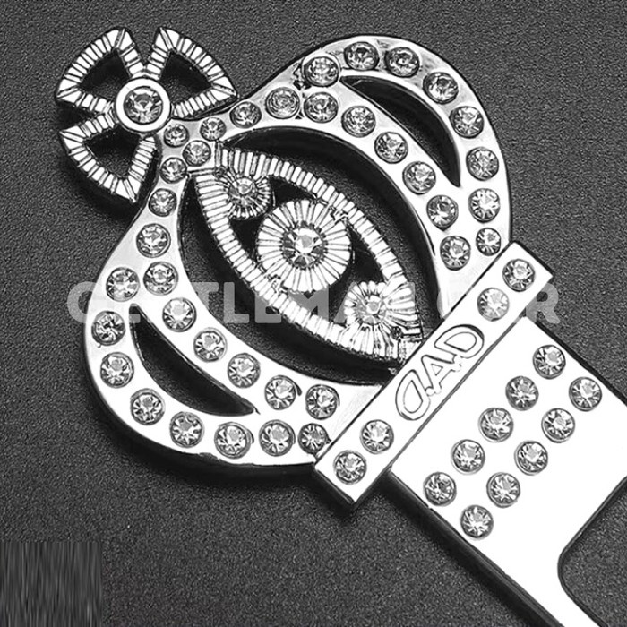 Premium Seat Belt Swan &amp; Crown Buckle Buzzer Colokan Safety Stop Alarm Dad Mahkota Bling Blink